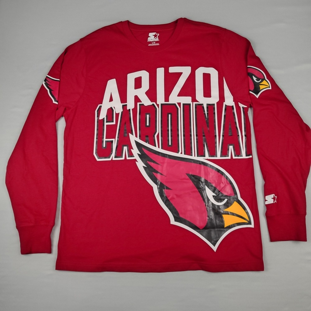 Starter Arizona Cardinals Mens Large Long Sleeve Shirt NFL Big Logo Graphic Red